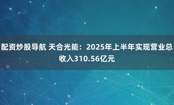 配资炒股导航 天合光能：2025年上半年实现营业总收入310.56亿元